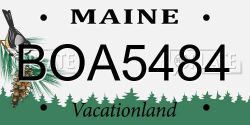BOA5484 Maine License Plate