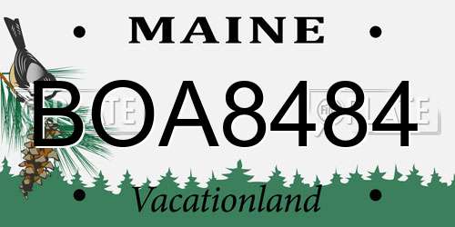 BOA8484 Maine License Plate