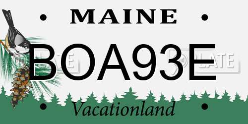 BOA93E Maine License Plate