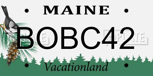 BOBC42 Maine License Plate