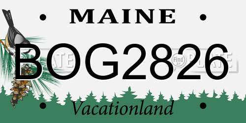 BOG2826 Maine License Plate