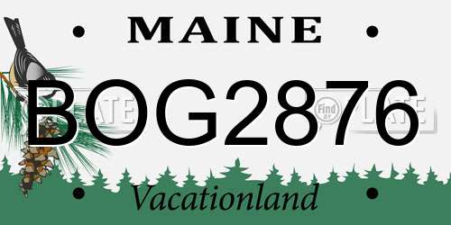 BOG2876 Maine License Plate