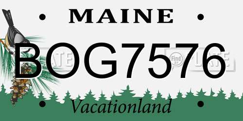 BOG7576 Maine License Plate