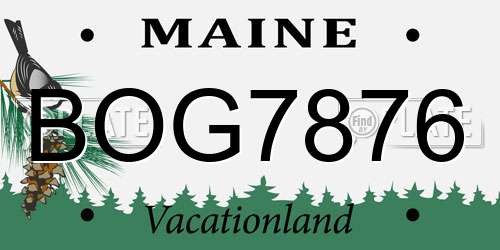 BOG7876 Maine License Plate