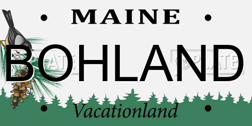 BOHLAND Maine License Plate