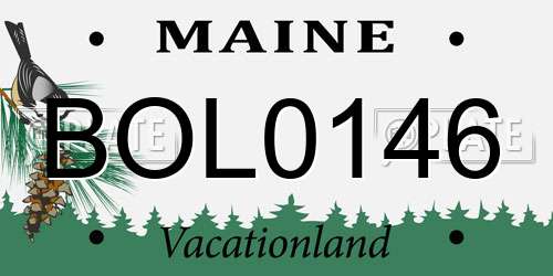BOL0146 Maine License Plate