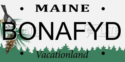 BONAFYD Maine License Plate