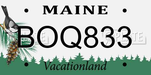 BOQ833 Maine License Plate