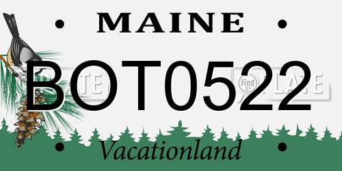 BOT0522 Maine License Plate