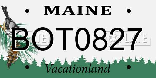 BOT0827 Maine License Plate
