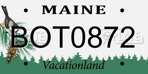 BOT0872 Maine License Plate