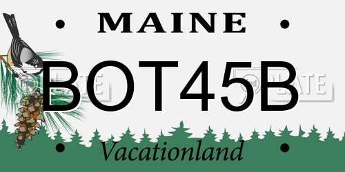 BOT45B Maine License Plate