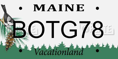 BOTG78 Maine License Plate