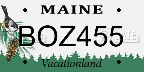 BOZ455 Maine License Plate