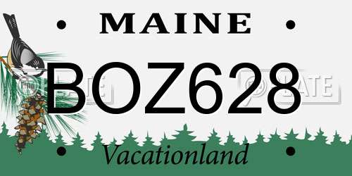 BOZ628 Maine License Plate