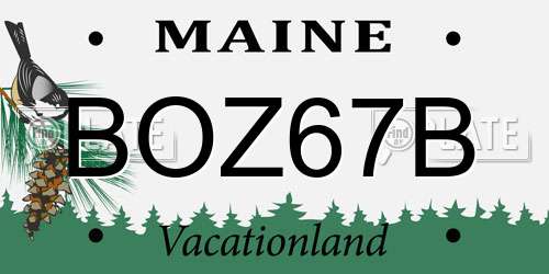 BOZ67B Maine License Plate