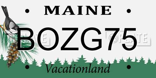 BOZG75 Maine License Plate