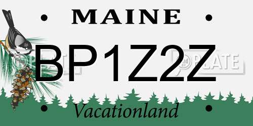 BP1Z2Z Maine License Plate