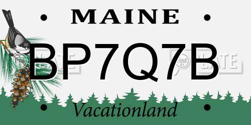 BP7Q7B Maine License Plate