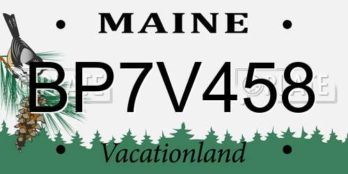 BP7V458 Maine License Plate
