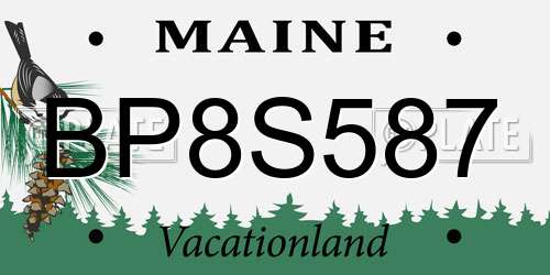 BP8S587 Maine License Plate