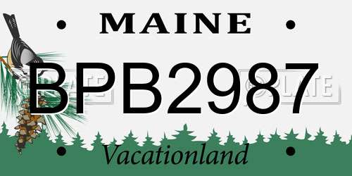 BPB2987 Maine License Plate