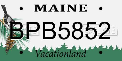 BPB5852 Maine License Plate