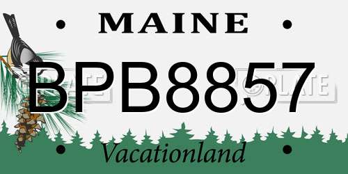 BPB8857 Maine License Plate