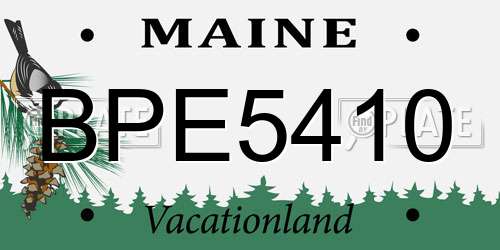 BPE5410 Maine License Plate
