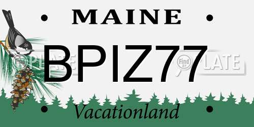 BPIZ77 Maine License Plate