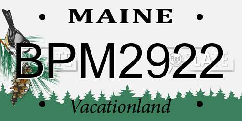 BPM2922 Maine License Plate