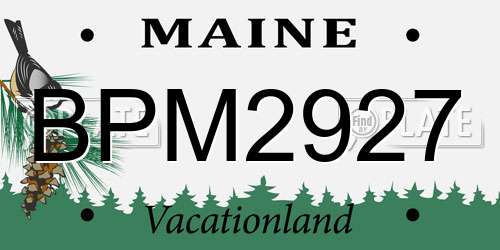 BPM2927 Maine License Plate