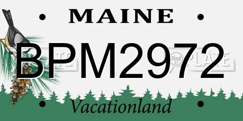 BPM2972 Maine License Plate