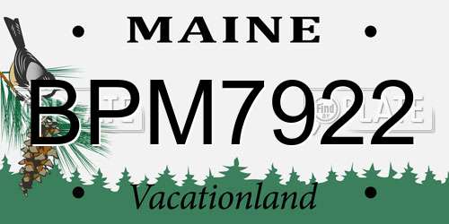 BPM7922 Maine License Plate