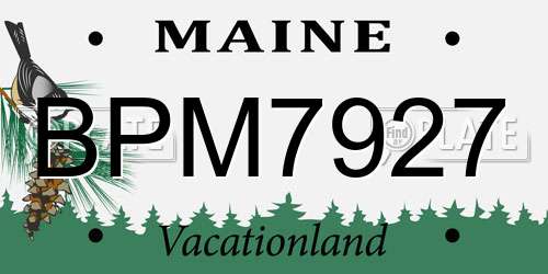 BPM7927 Maine License Plate