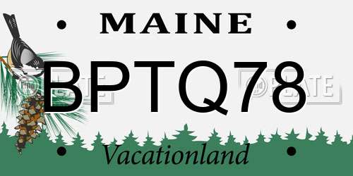 BPTQ78 Maine License Plate