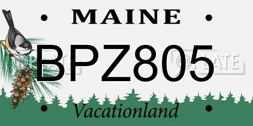 BPZ805 Maine License Plate