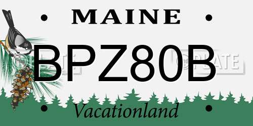 BPZ80B Maine License Plate