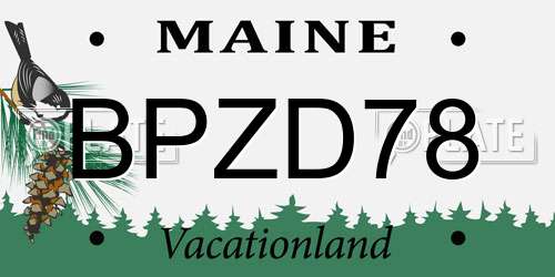 BPZD78 Maine License Plate