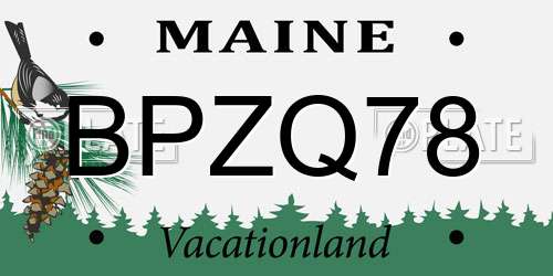 BPZQ78 Maine License Plate