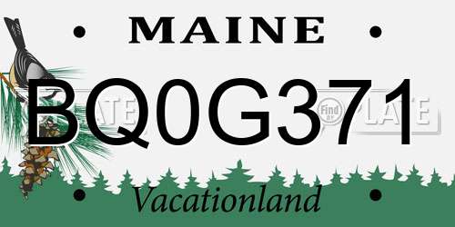 BQ0G371 Maine License Plate