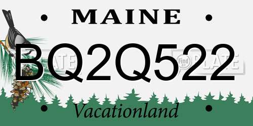BQ2Q522 Maine License Plate