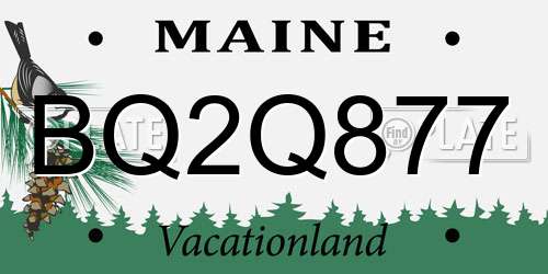 BQ2Q877 Maine License Plate