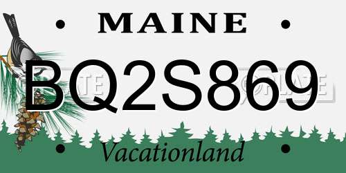 BQ2S869 Maine License Plate