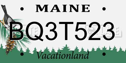 BQ3T523 Maine License Plate