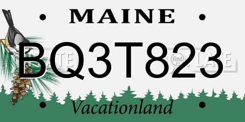 BQ3T823 Maine License Plate