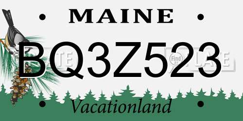 BQ3Z523 Maine License Plate