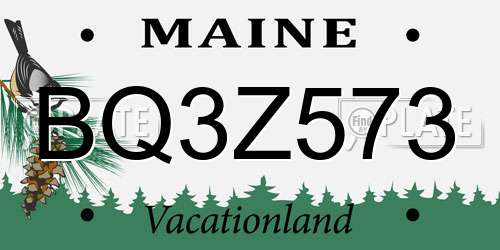 BQ3Z573 Maine License Plate