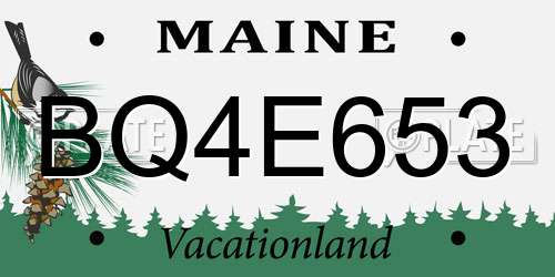 BQ4E653 Maine License Plate