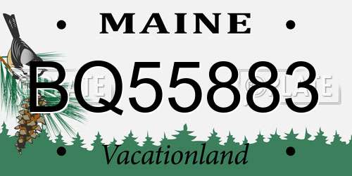 BQ55883 Maine License Plate